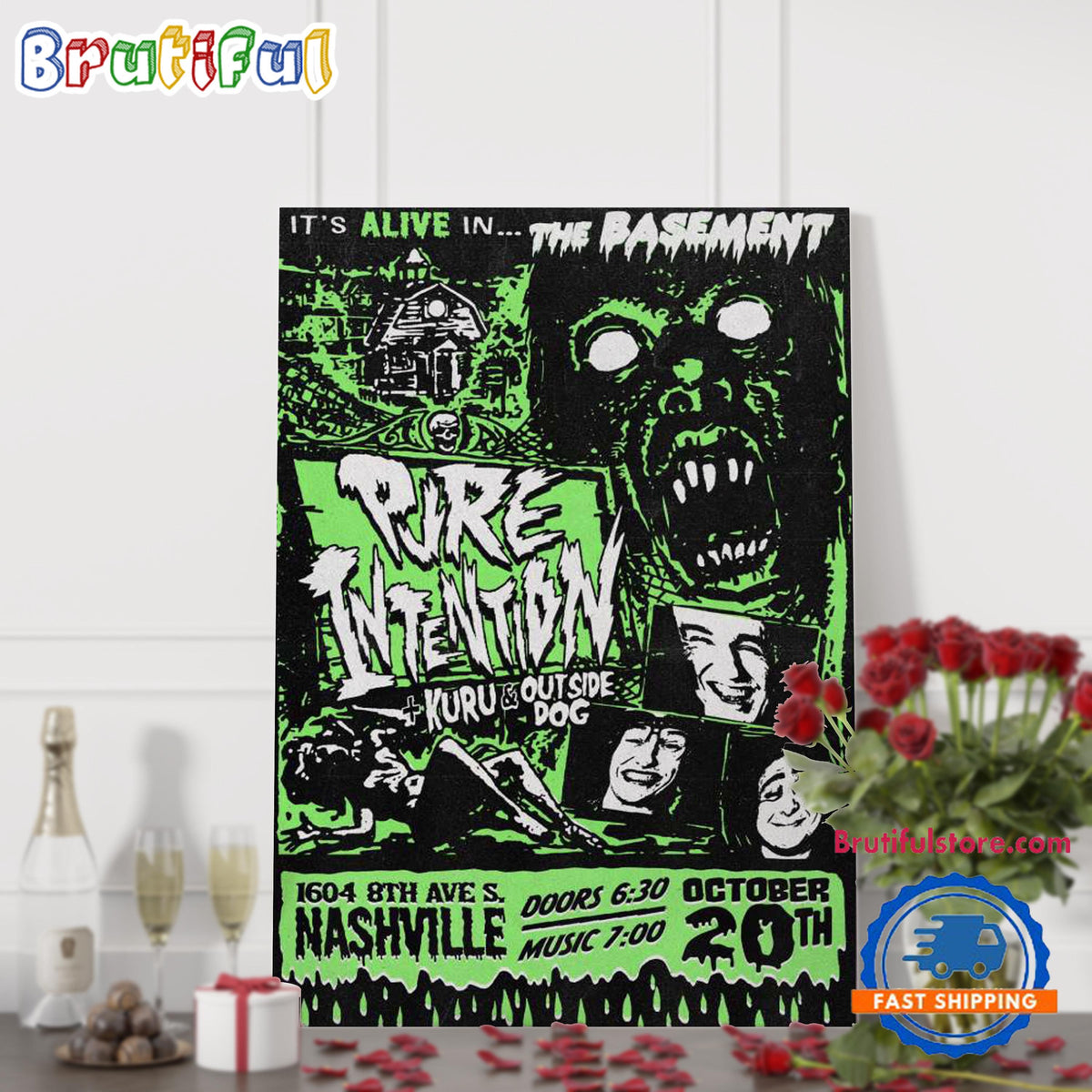 Pure Intention The Basement Nashvill TN Oct 20 2024 Tour Poster Canvas Art