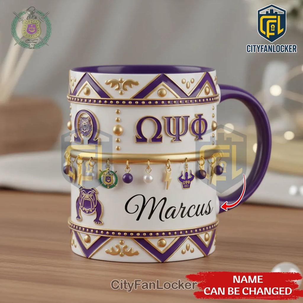 Que Psi Phi Custom Name Premium Fraternity Bulldog Coffee Mug