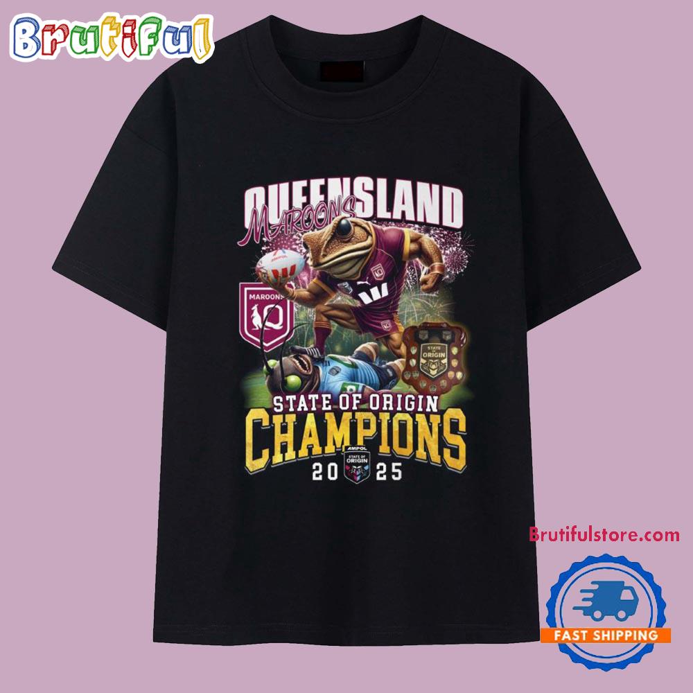 Queensland Maroons State Of Origin Champions 2025 Mascot T Shirt