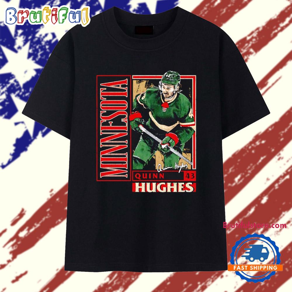 Quinn Hughes Minnesota Vintage Card signature T Shirt