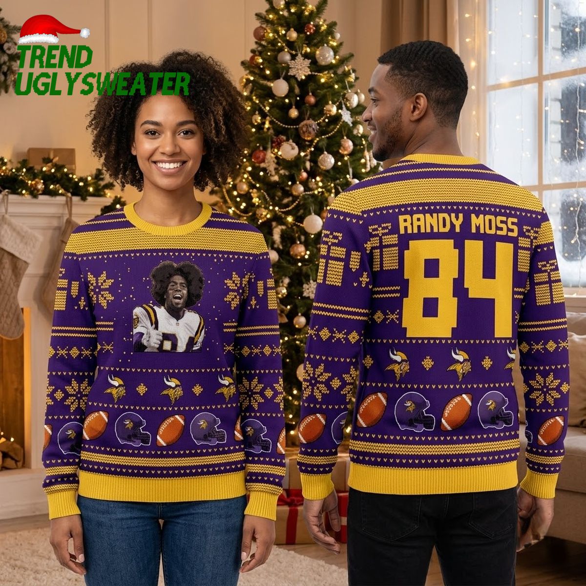 Randy Moss 84 Minnesota Vikings Football Player Ugly Christmas Sweater