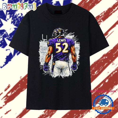 Ray Lewis Baltimore Ravens 52 Sketch Portrait T Shirt