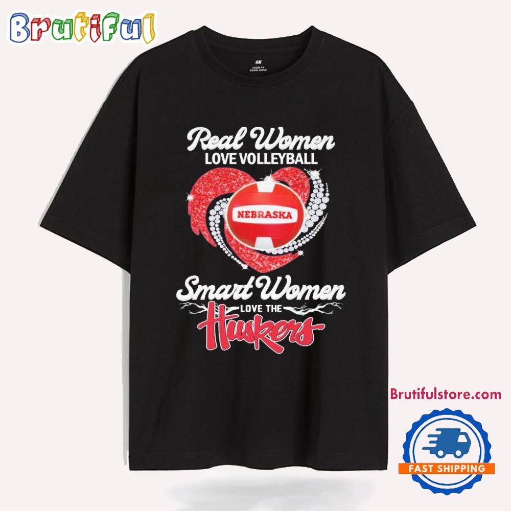Real Women Love Basketball Smart Women Love The Nebraska Cornhuskers Diamond Heart T Shirt
