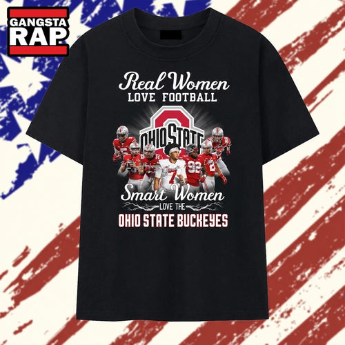 Real Women Love Football Smart Women Love Ohio State Buckeyes T Shirt