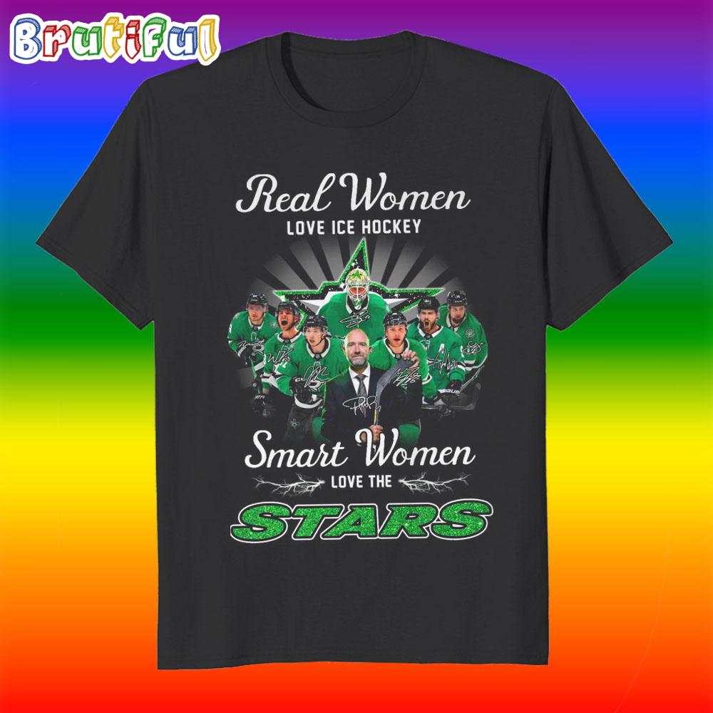 Real Women Love Ice Hockey Smart Women Love The Stars NHL 2025 T Shirt