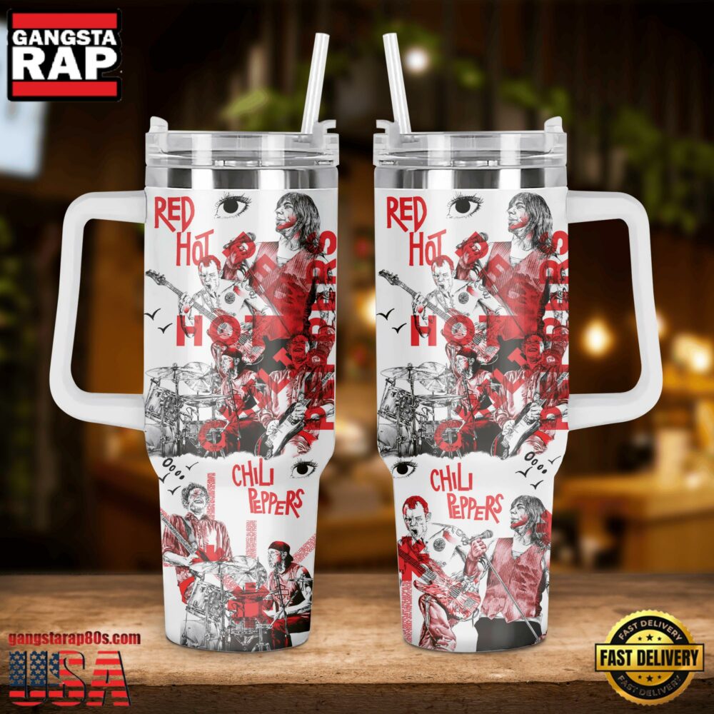 Red Hot Chili Peppers Music Custom Stanley Quencher 40oz Stainless Steel Tumbler With Handle