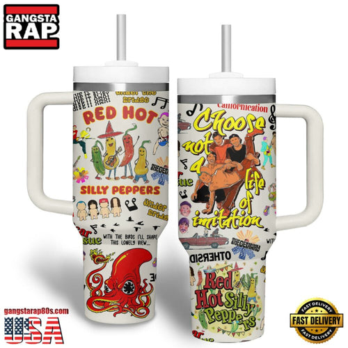 Red Hot Chili Peppers Music Custom Stanley Quencher 40oz Stainless Steel Tumbler With Handle