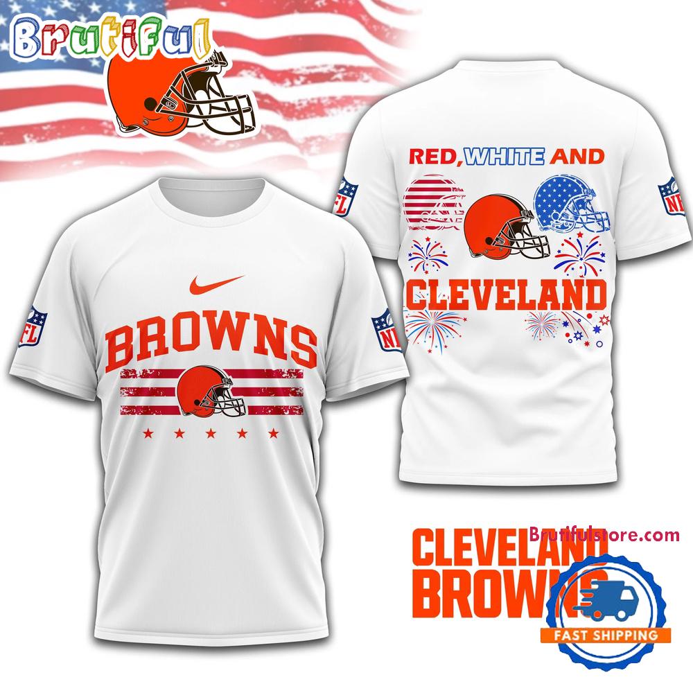 Red White And Cleveland Browns 4th Of July Independence Day All Over Print Shirt