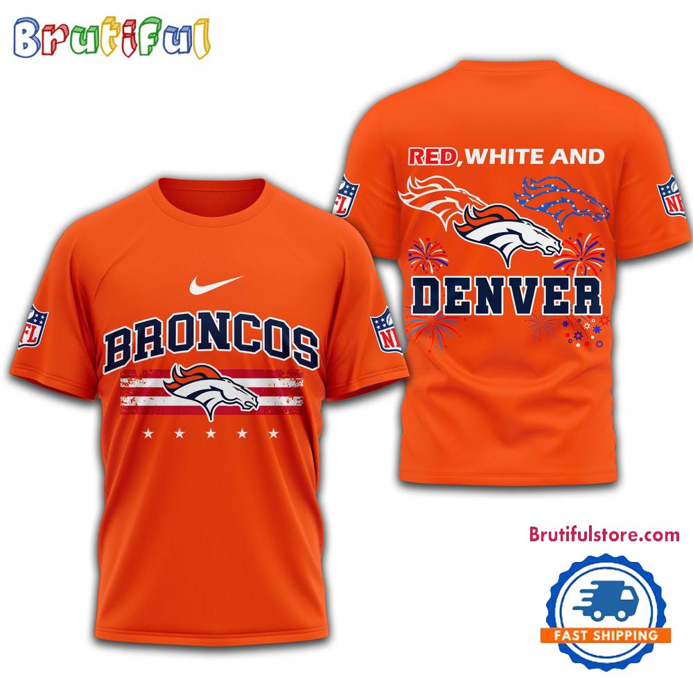 Red White And Denver Broncos 2025 Football 4th Of July 3D Shirt