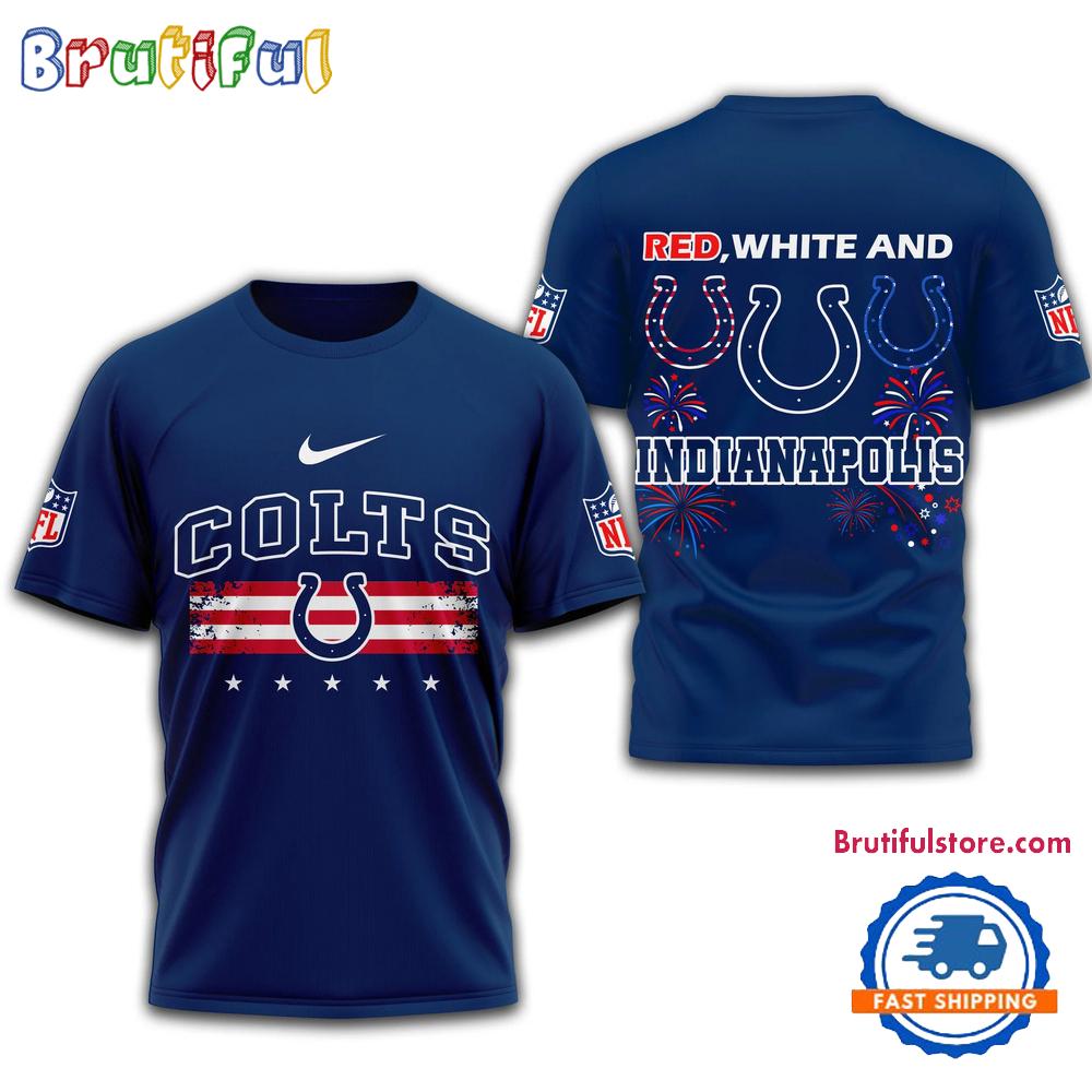 Red White And Indianapolis Colts 2025 Football 4th Of July 3D Shirt