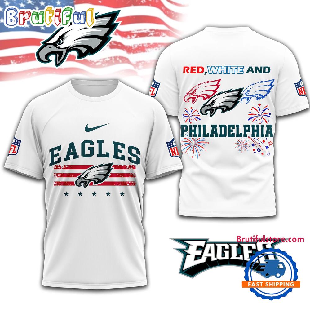 Red White And Philadelphia Eagles 4th Of July Independence Day All Over Print Shirt