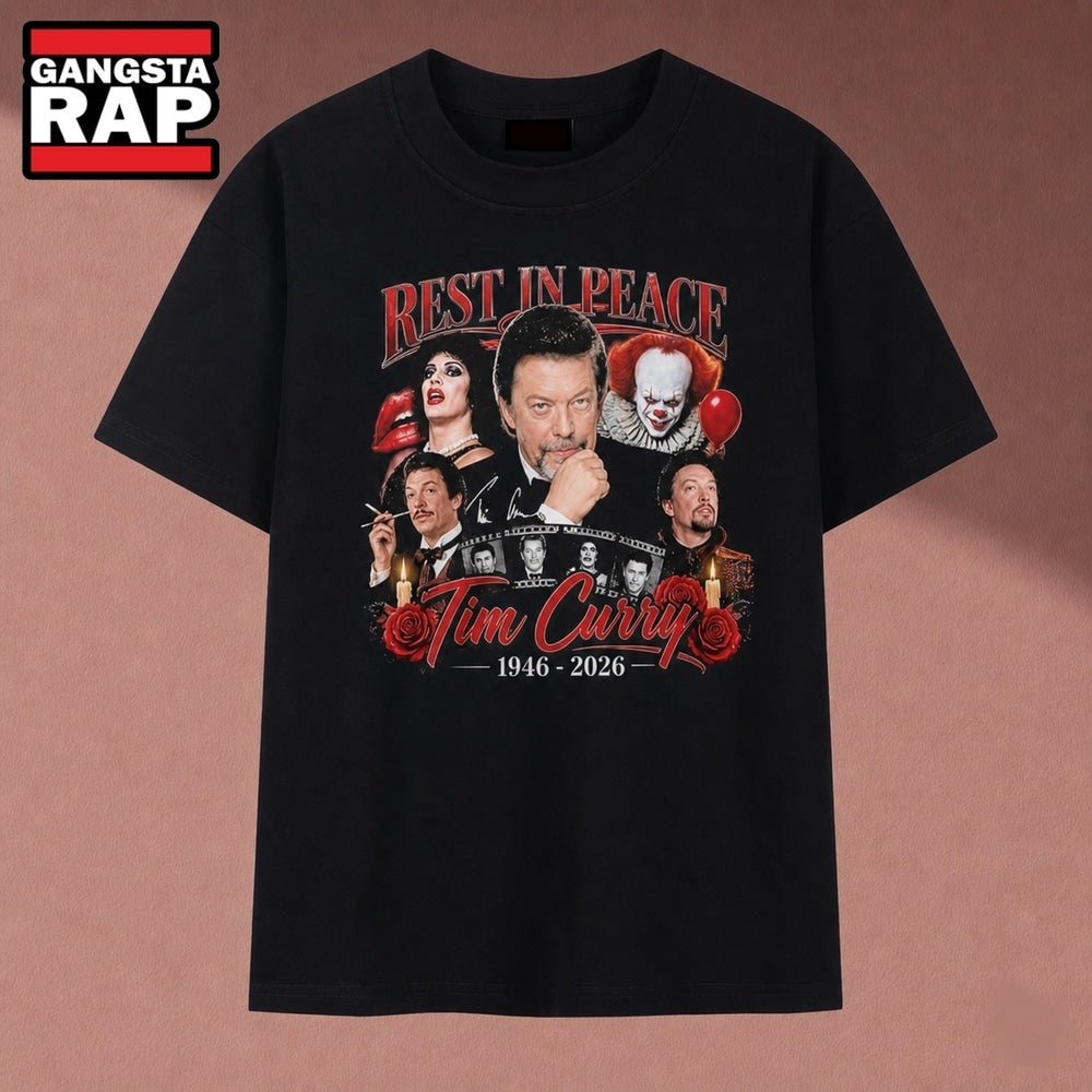 Rest In Peace Tim Curry 1946 2026 Movie Roles Graphic T Shirt, Music 2D Shirt