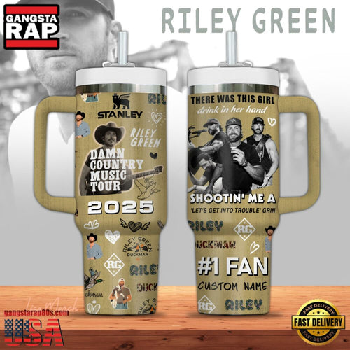 Riley Green Music Custom Stanley Quencher 40oz Stainless Steel Tumbler With Handle