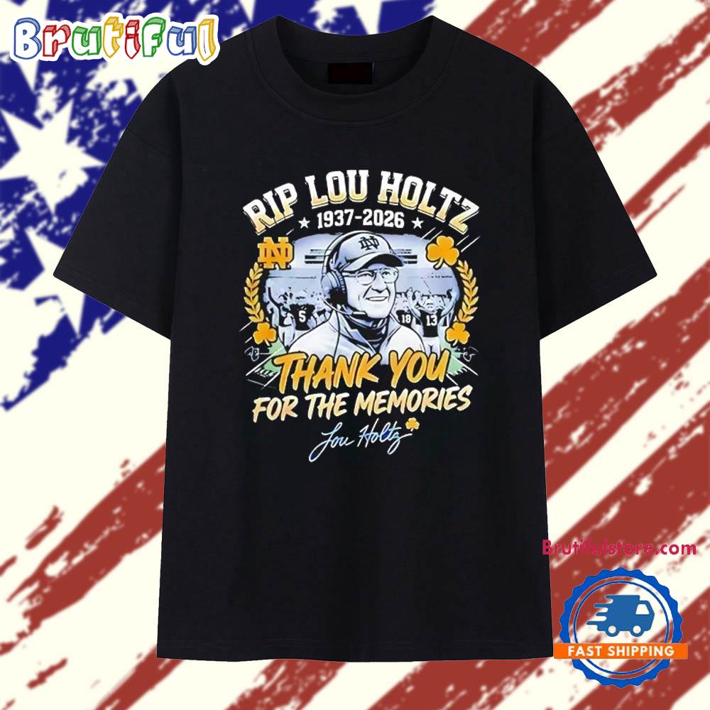 RIP Lou Holtz Notre Dame Fighting Irish Football 1937-2026 signature T Shirt