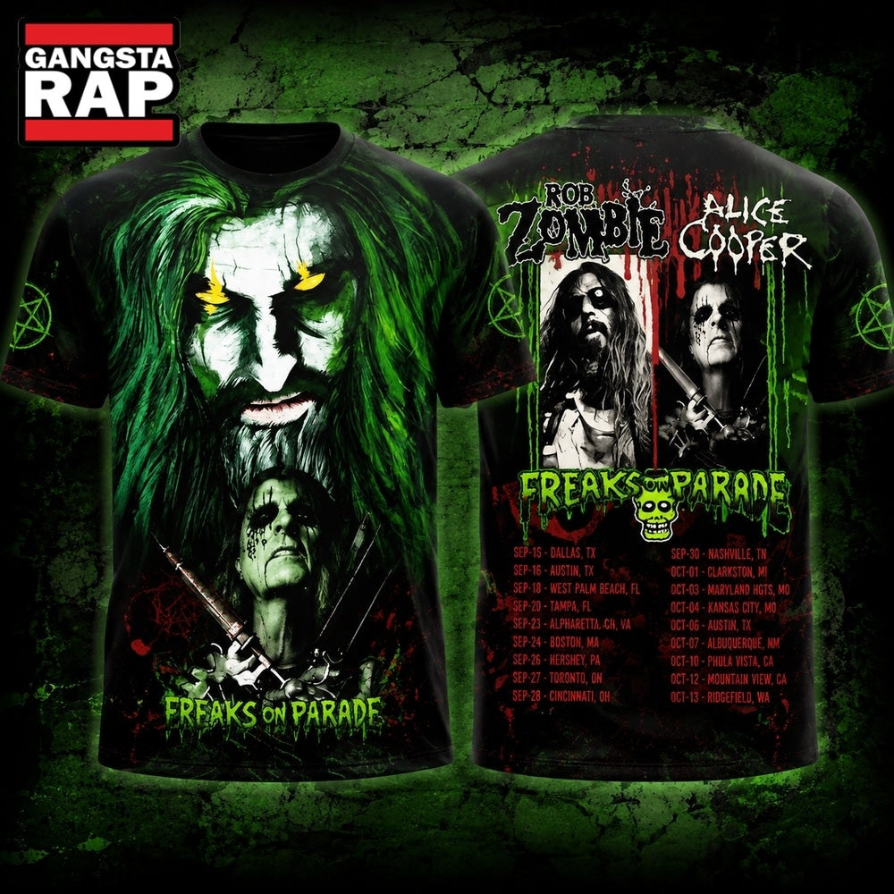 Rob Zombie and Alice Cooper Freaks on Parade 2023 Tour 3D Shirt Hoodie T-Shirt