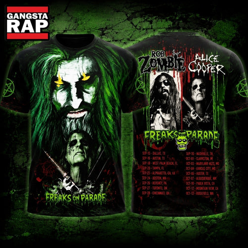 Rob Zombie and Alice Cooper Freaks on Parade 2023 Tour 3D Shirt Hoodie T-Shirt