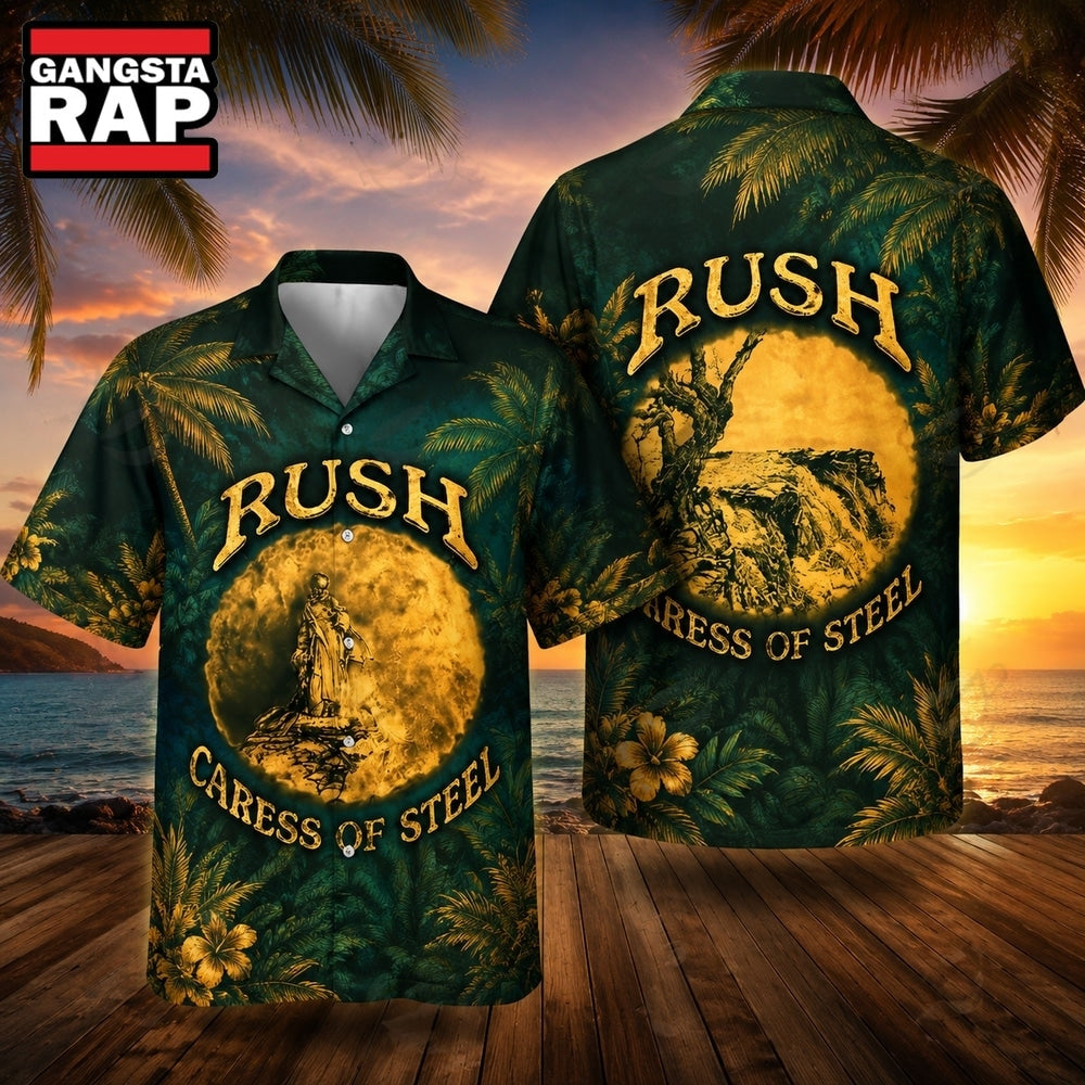 Rock Band Rush Caress Of Steel Hawaiian Shirt , Music Hawaiian Shirt