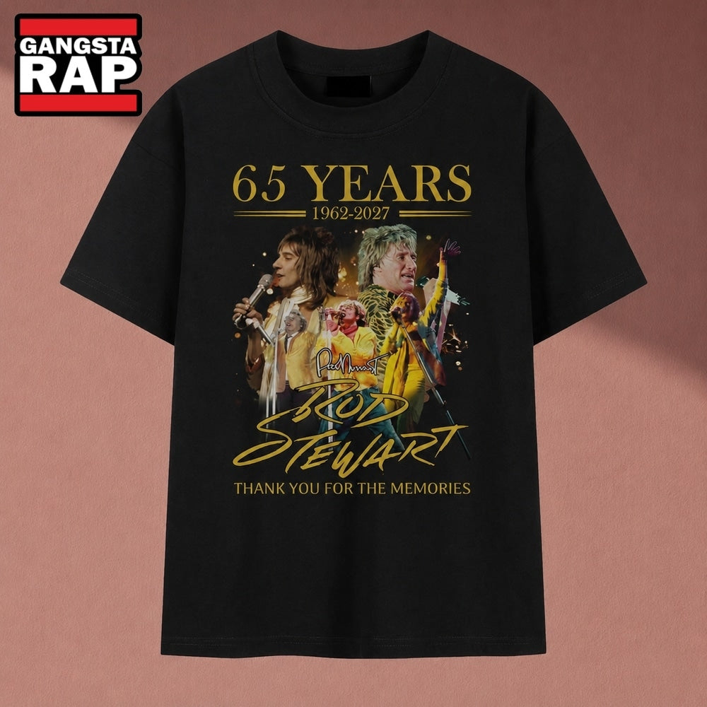 Rod Stewart 65 Years 1962 2027 Signatures Graphic T Shirt, Music 2D Shirt