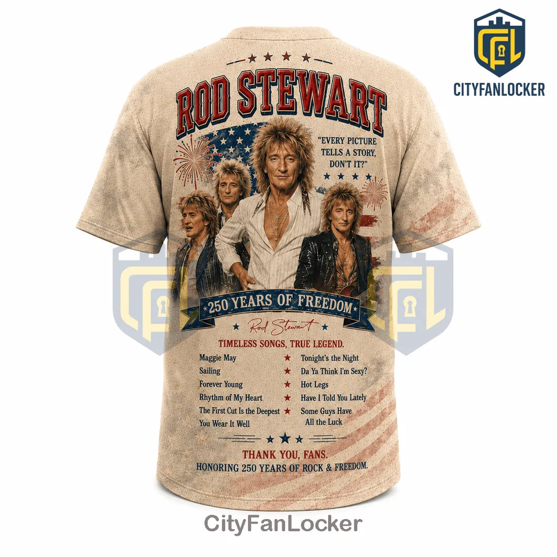 Rod Stewart America 250 Iconic Rock Legend Anniversary T-Shirt