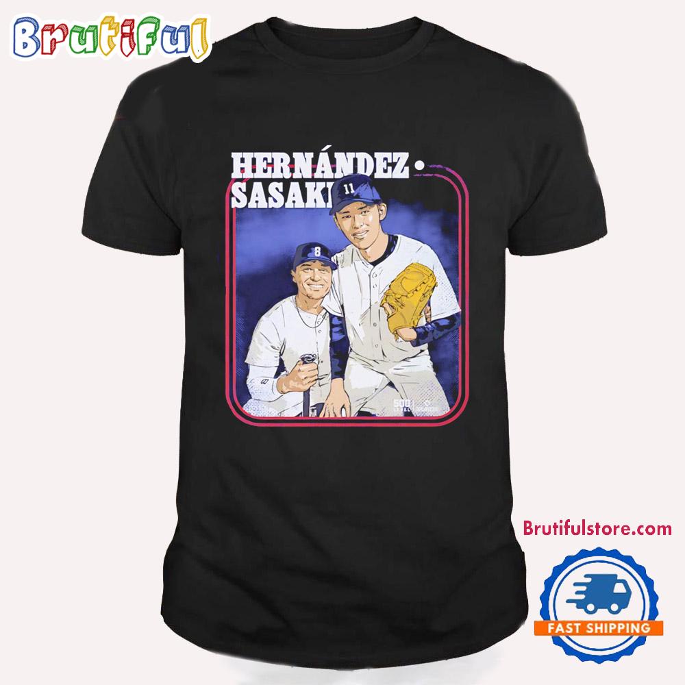 Roki Sasaki and Enrique Hernandez LA Dodgers Step Brothers T Shirt