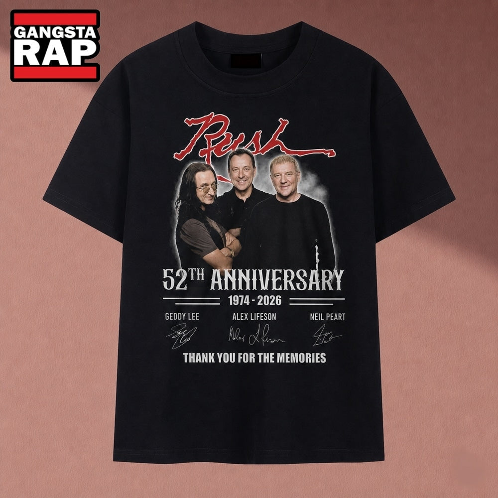 Rush Band 52th Anniversary 1974 2026 Thank You For The Memories T Shirt, Music 2D Shirt