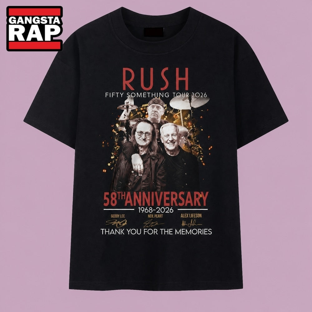 Rush Fifty Something Tour 2026 58th Anniversary Signatures T Shirt, Music 2D Shirt