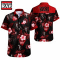 Rush Red Hibiscus Hawaiian Shirt, Music Hawaiian Shirt