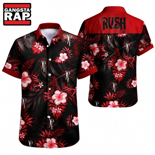 Rush Red Hibiscus Hawaiian Shirt, Music Hawaiian Shirt