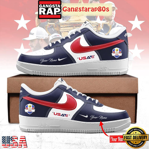 Ryder Cup USA 2025 Navy Custom Air Force 1 Shoes Running Sneakers