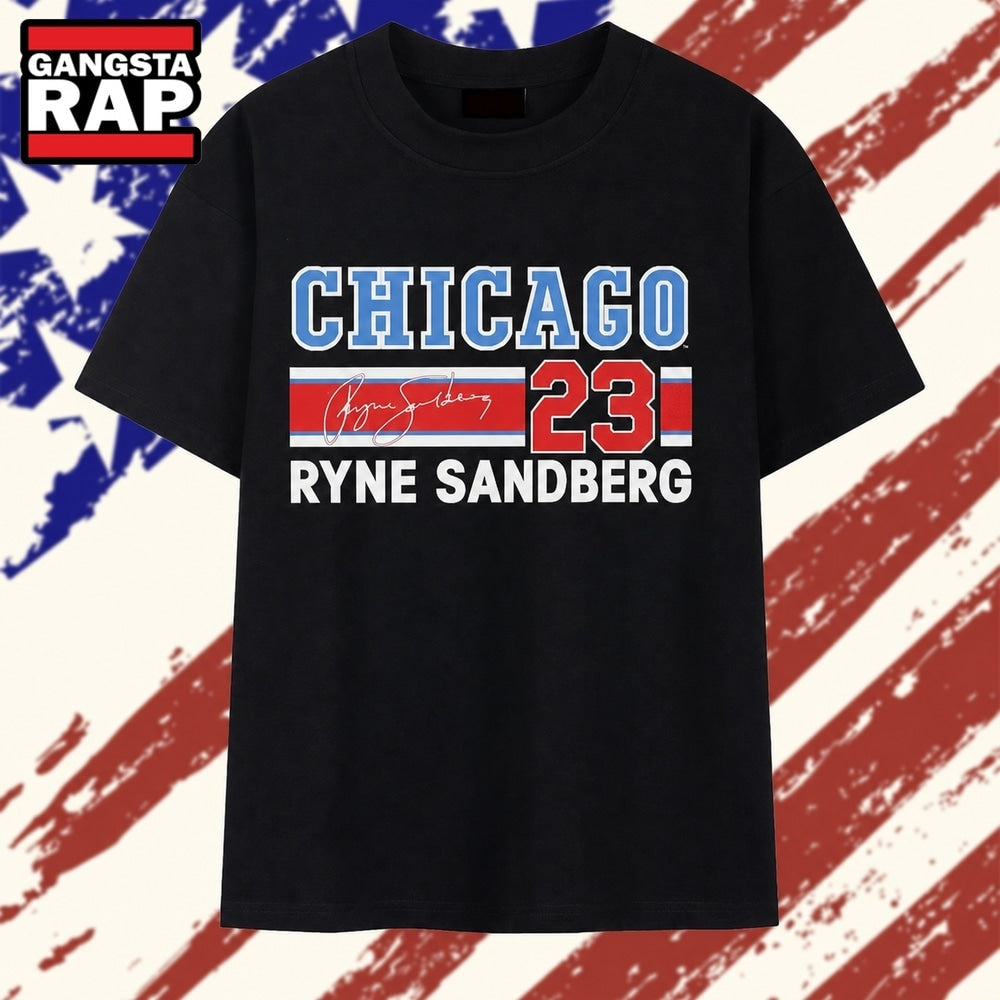 Ryne Sandberg Chicago Cubs 23 signature MLB legend T Shirt