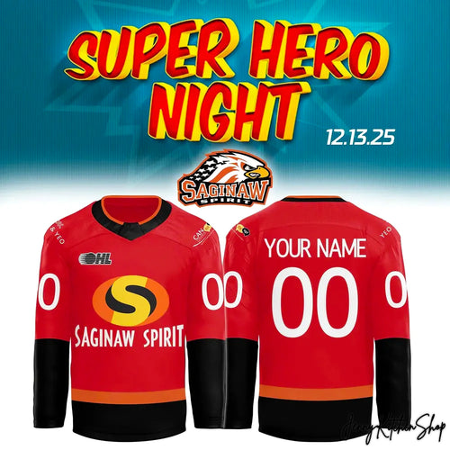 Saginaw Spirit Super Hero Night 2025 Limited Hockey Jersey