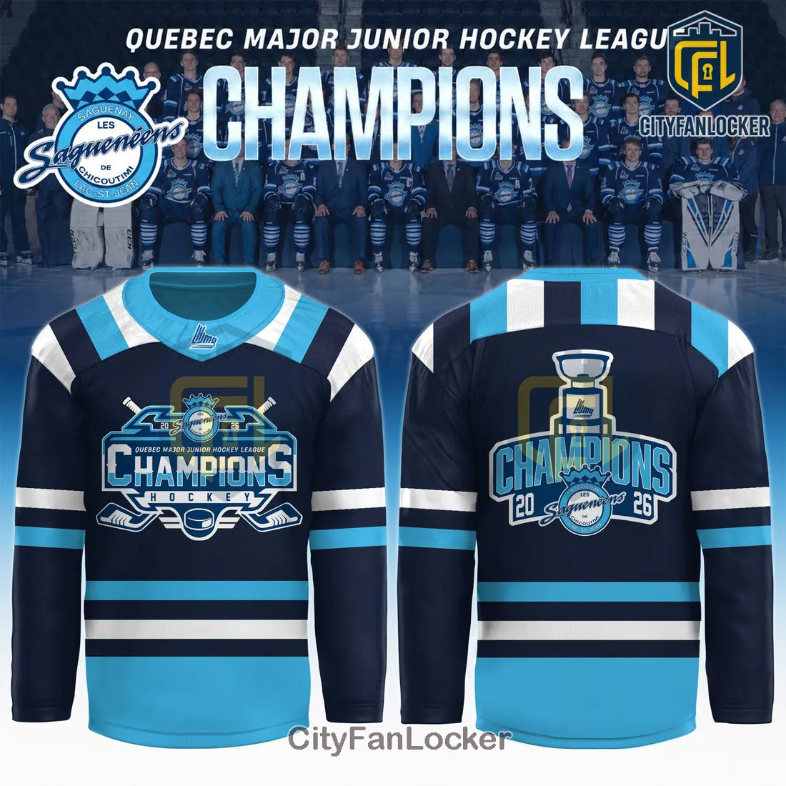 Saguenéens Chicoutimi 2026 Champions Limited Edition QMJHL Hockey Jersey