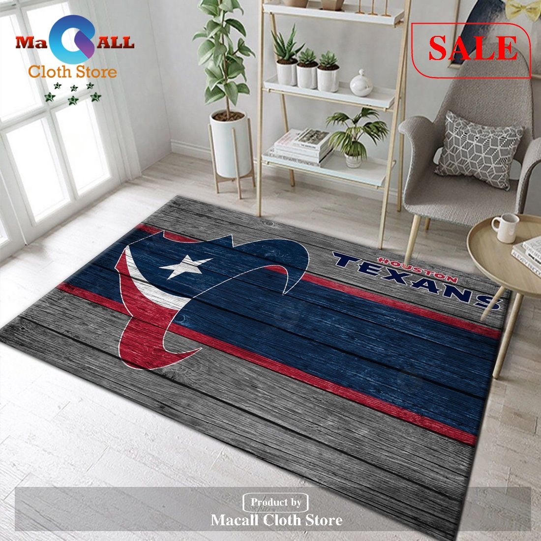 [SALE] HOUSTON TEXANS NFL TEAM LOGO WOODEN STYLE STYLE NICE GIFT HOME DECOR RECTANGLE AREA RUG - Indoor Outdoor Rugs