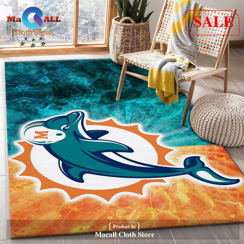 [SALE] Miami Dolphins Area Rug NFL Football Floor Decor 1910074 - Indoor Outdoor Rugs