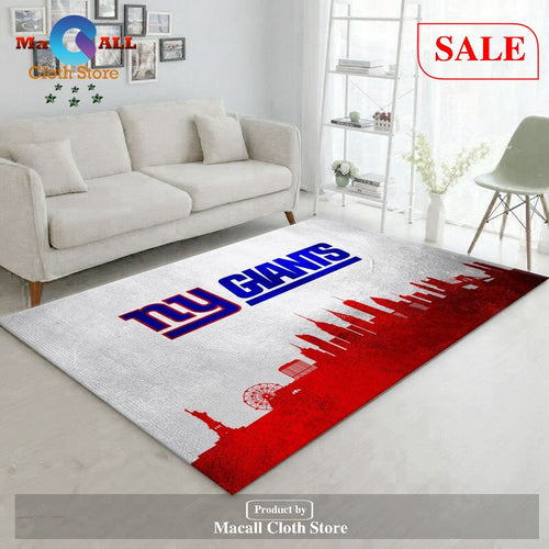 [SALE] New York Giants Skyline NFL Team Logos Area Rug, Bedroom - Indoor Outdoor Rugs
