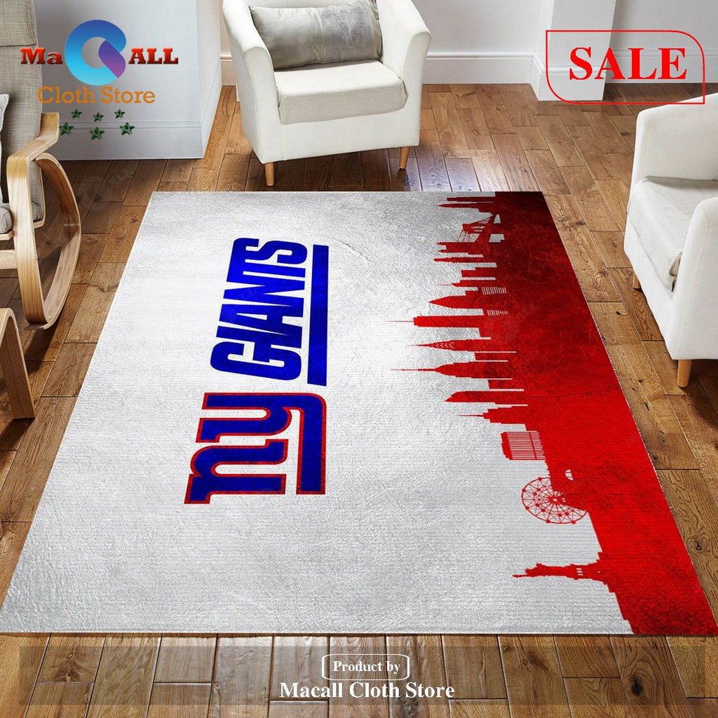 [SALE] New York Giants Skyline NFL Team Logos Area Rug, Bedroom - Indoor Outdoor Rugs