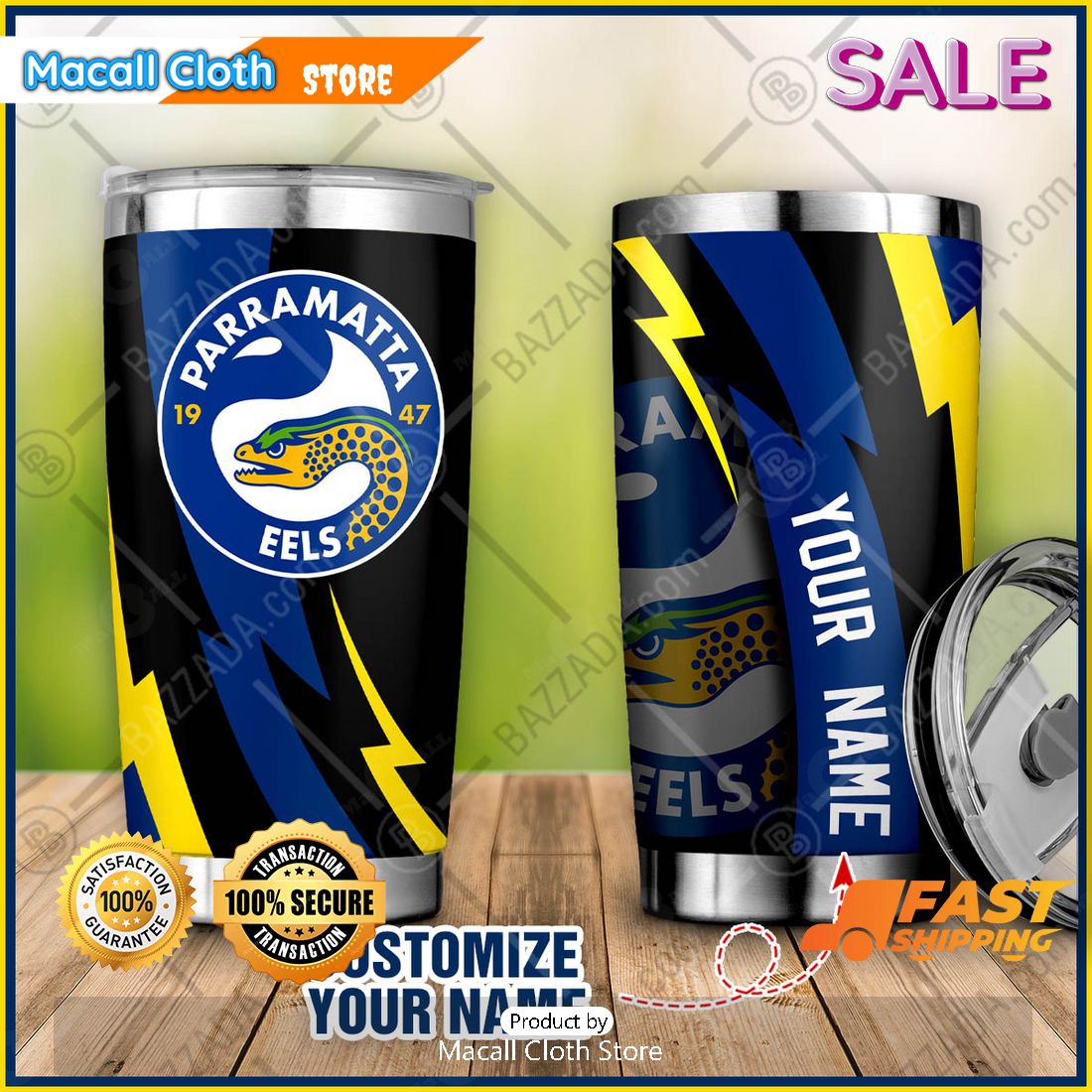 SALE Personalize NRL Big Logo Team Parramatta Eels Tumbler