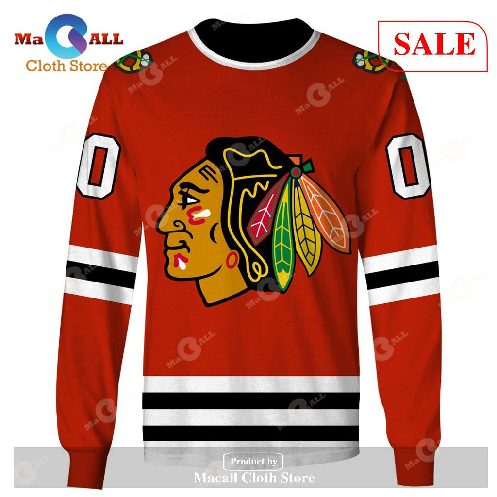 [SALE] Personalized Chicago Blackhawks Throwback Vintage NHL Hockey Jersey Hoodie Sweatshirt 3D
