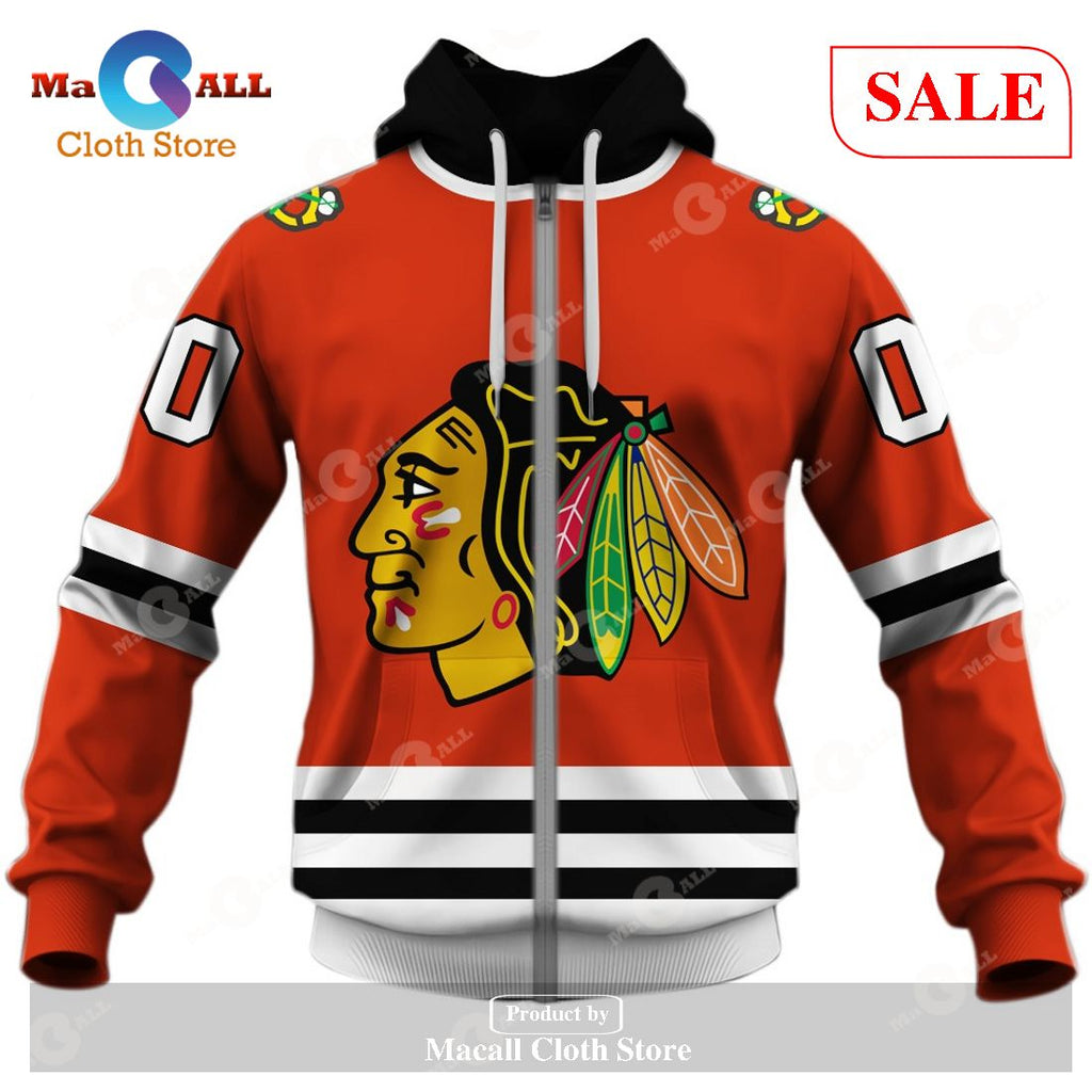 [SALE] Personalized Chicago Blackhawks Throwback Vintage NHL Hockey Jersey Hoodie Sweatshirt 3D