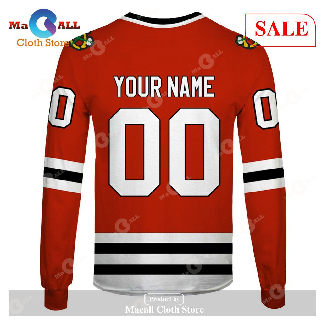 [SALE] Personalized Chicago Blackhawks Throwback Vintage NHL Hockey Jersey Hoodie Sweatshirt 3D