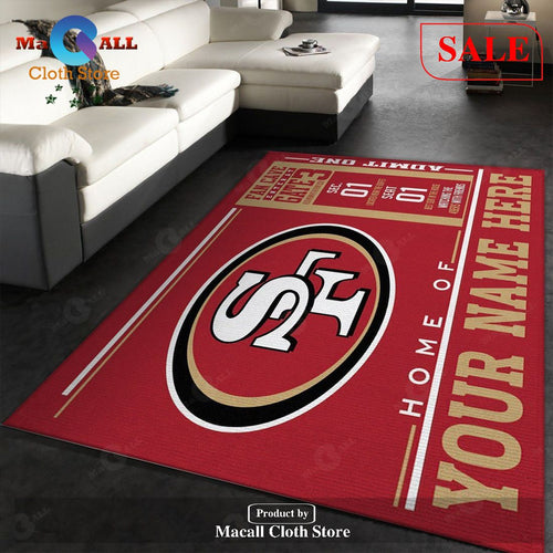 [SALE] Personalized San Francisco 49ers Wincraft Personalized NFL Team Logos Area Rug, Bedroom, Christmas Gift - Indoor Outdoor Rugs