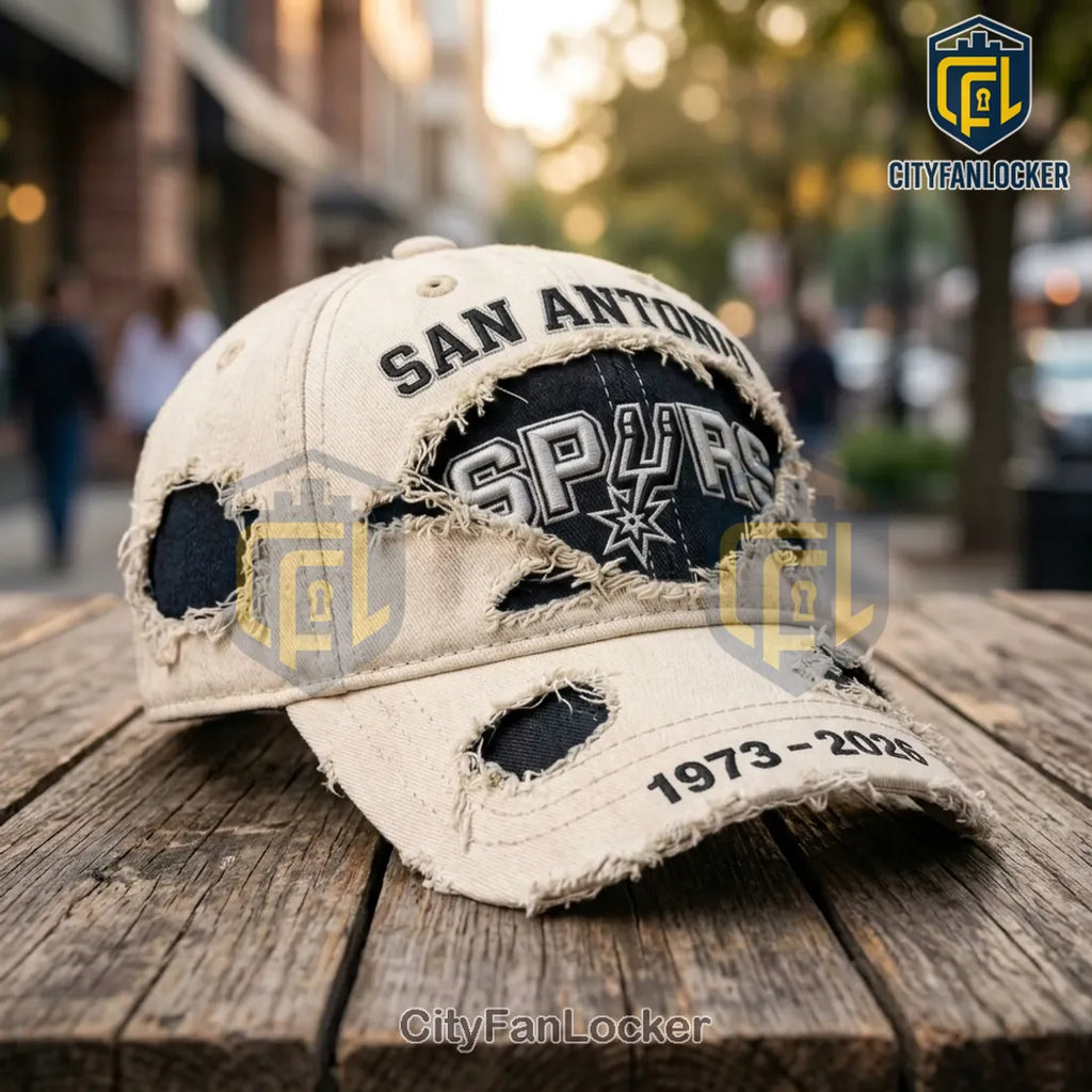 San Antonio Spurs 1973-2026 Distressed Cream Baseball Snapback Hat