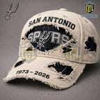 San Antonio Spurs 1973-2026 Distressed Cream Baseball Snapback Hat