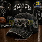 San Antonio Spurs 1973-2026 Western Conference Champions Distressed Denim Cap