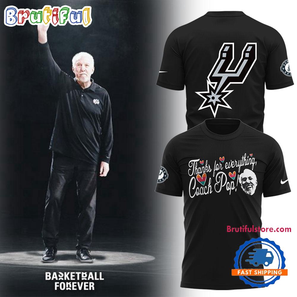 San Antonio Spurs Coach Gregg Popovich Thank For Everything 2025 3D Printed Shirt