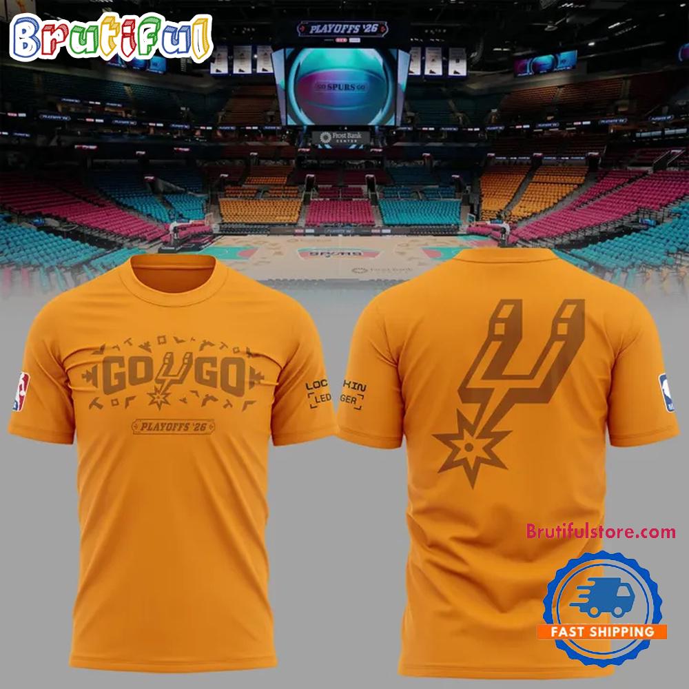 San Antonio Spurs Go Spurs Go 2026 NBA Playoffs Orange Hoodie T-Shirt