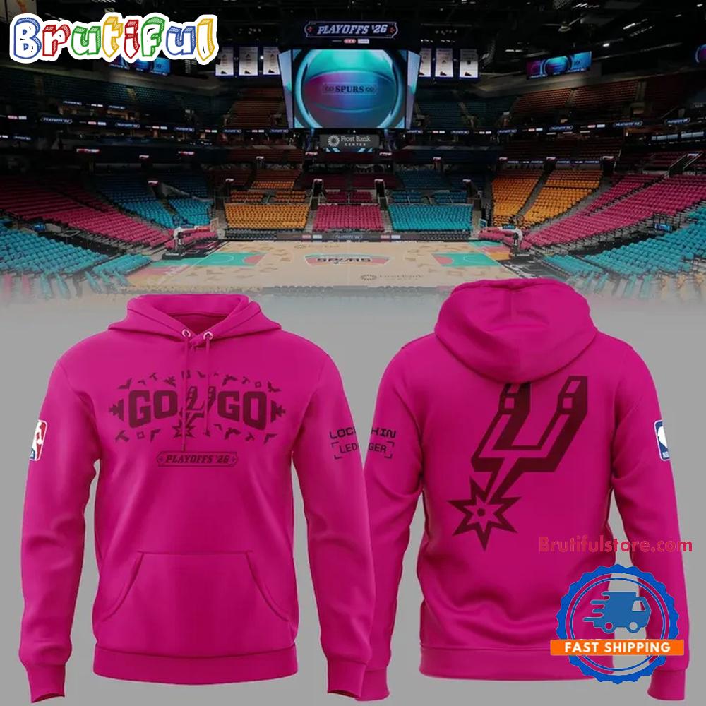 San Antonio Spurs Go Spurs Go 2026 NBA Playoffs Pink Hoodie T-Shirt