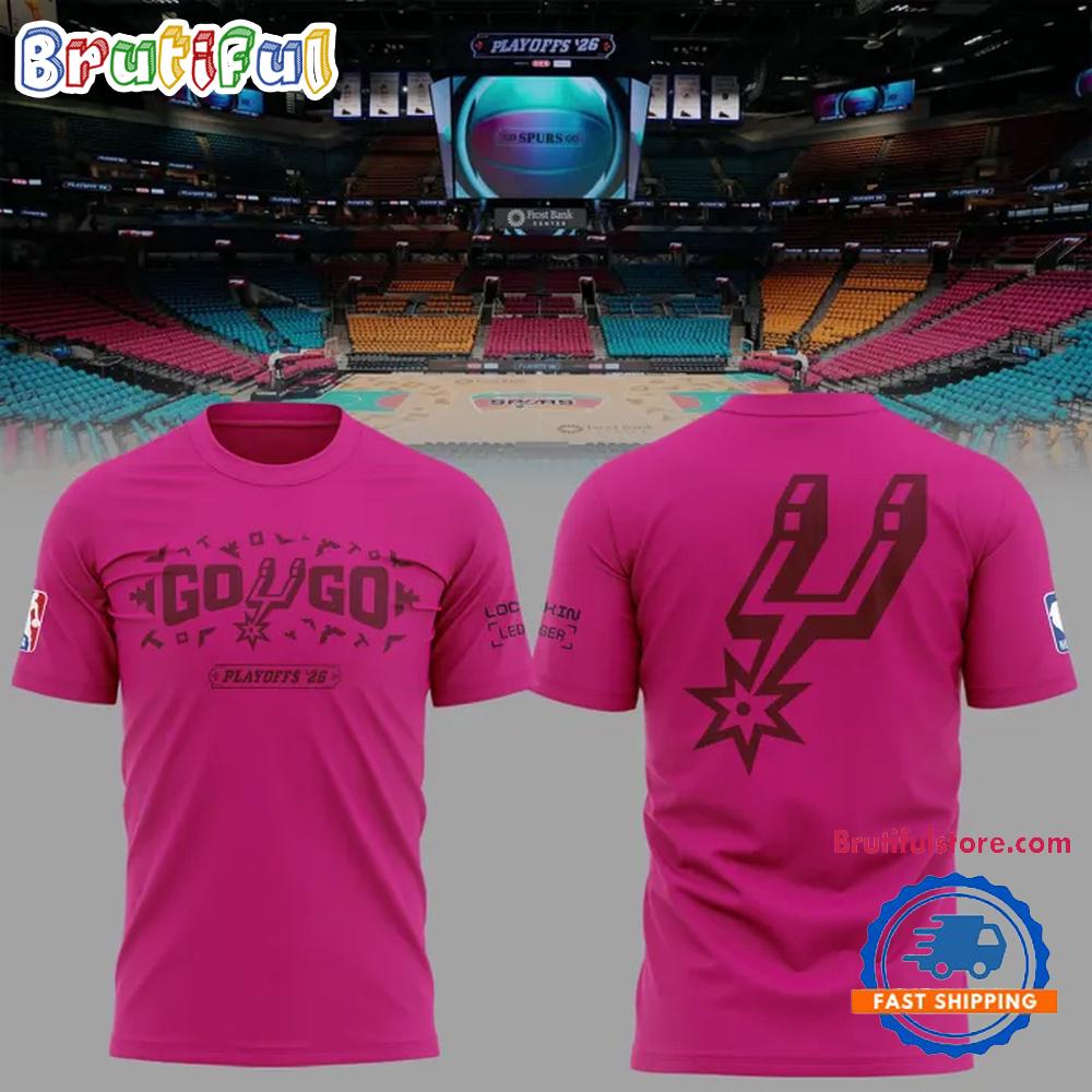 San Antonio Spurs Go Spurs Go 2026 NBA Playoffs Pink Hoodie T-Shirt