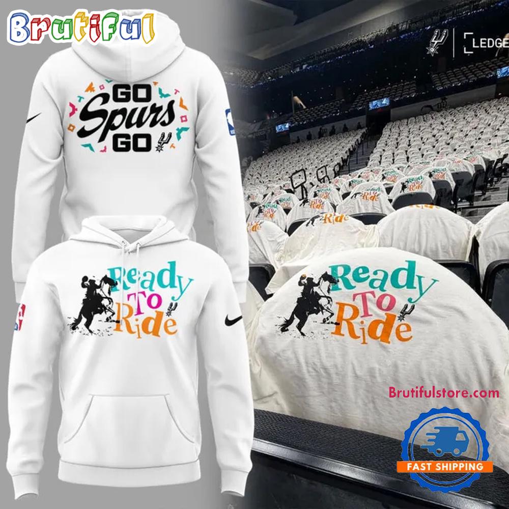 San Antonio Spurs Ready To Ride 2026 White Hoodie