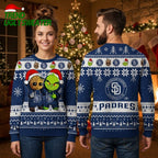 San Diego Padres Baby Groot And Grinch Santa Hat Ugly Christmas Sweater